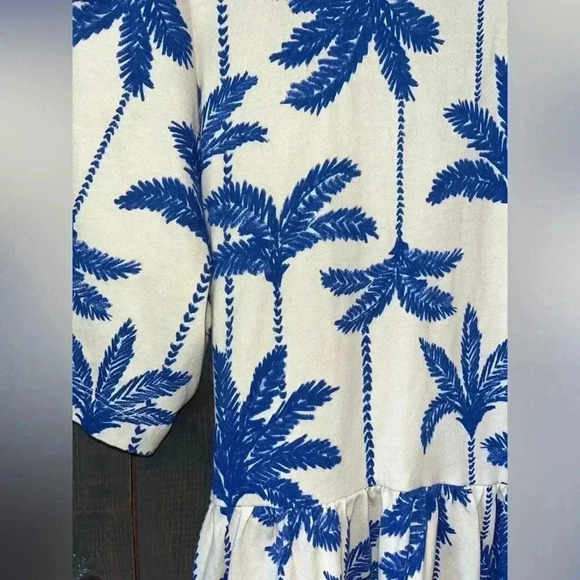 Cotton Jersey Wrap Dress in floral Print Size M, palm, vacation, casual E6 - Picture 3 of 10